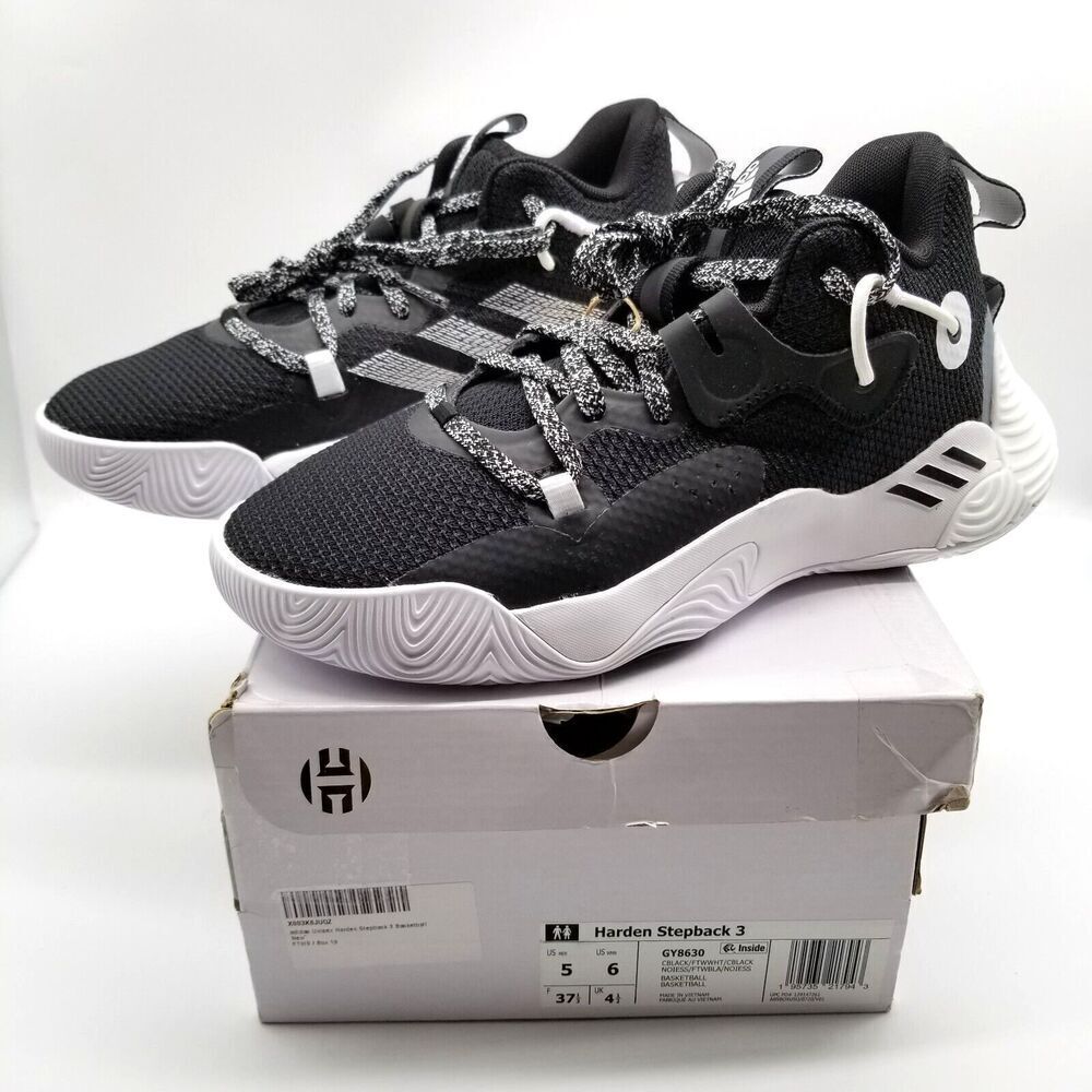 Adidas Harden Stepback Women‎  Basketball Shoes Size 6 Black White